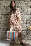 Kondi Rainbow Raffia Tote Bag Stone